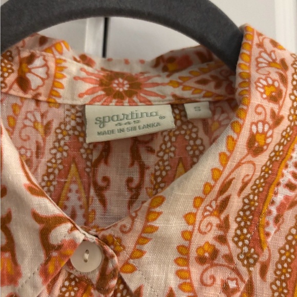 Spartina 449 Orange and White Linen Paisley Blouse - Picture 2 of 2